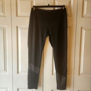 Marika Tek Athletic Lined Leggings. Black and Gray. Large.